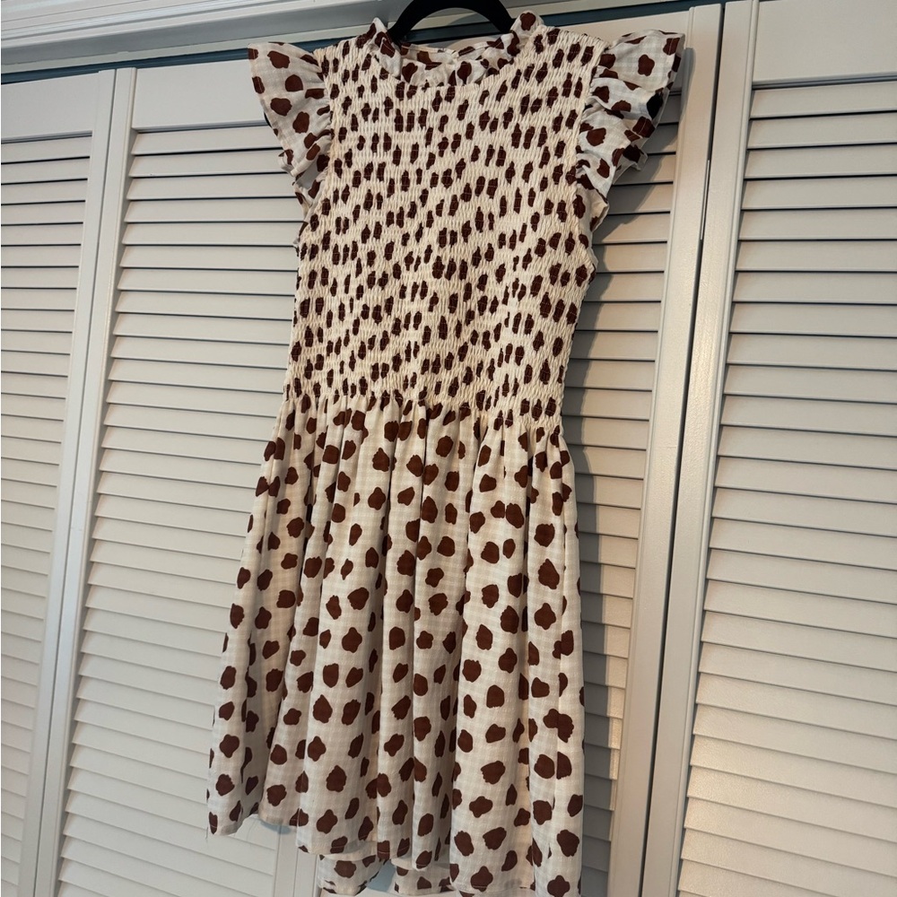 TCEC Polka Dot Ruffle Sleeve Dress